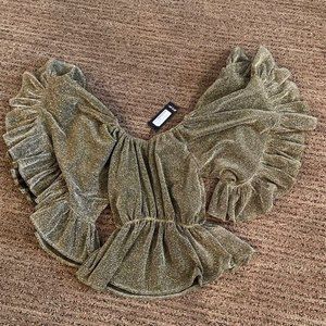 Metallic Nasty Gal off the shoulder party top